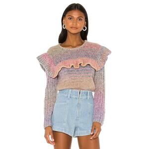 LOVESHACKFANCY Yumi Pullover Ruffle Sweater in Rainbow